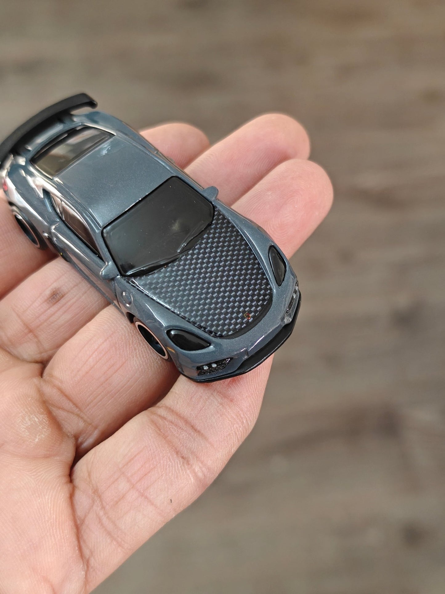 Premium Hot Wheels Porsche 718 Cayman GT4 - Grey (Uncarded - New) - Kinder Logs