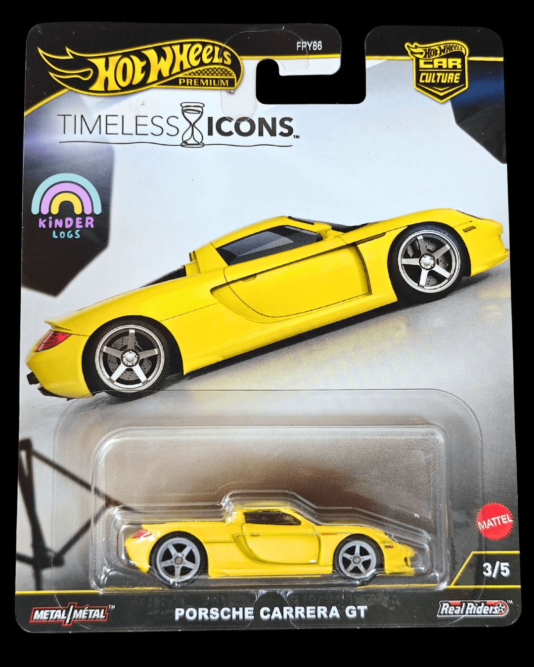 Premium Hot Wheels Porsche Carrera GT - Yellow - Timeless Icons (Imported) - Kinder Logs
