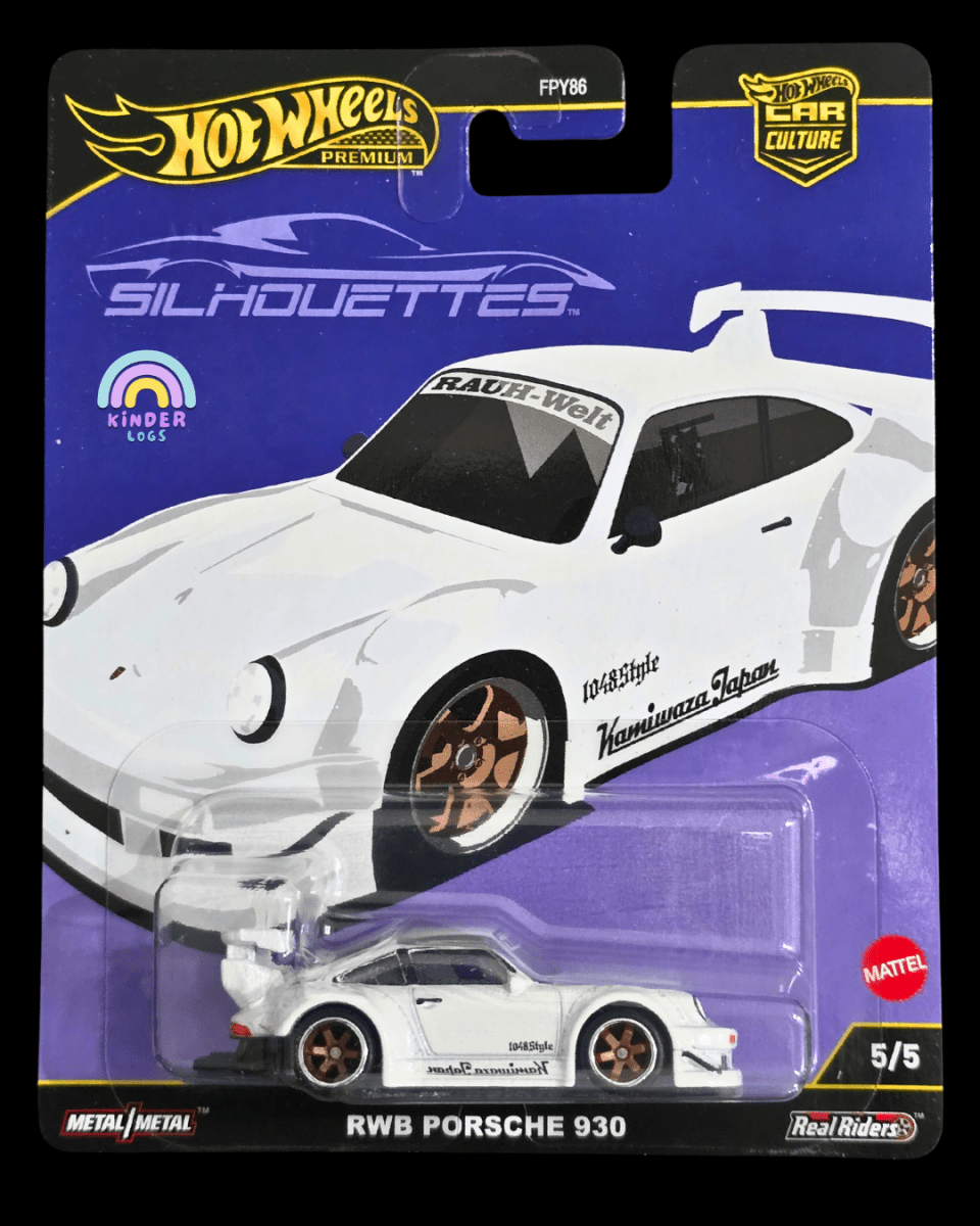 Premium Hot Wheels RWB Porsche 930 Silhouettes - White (Imported) - Kinder Logs