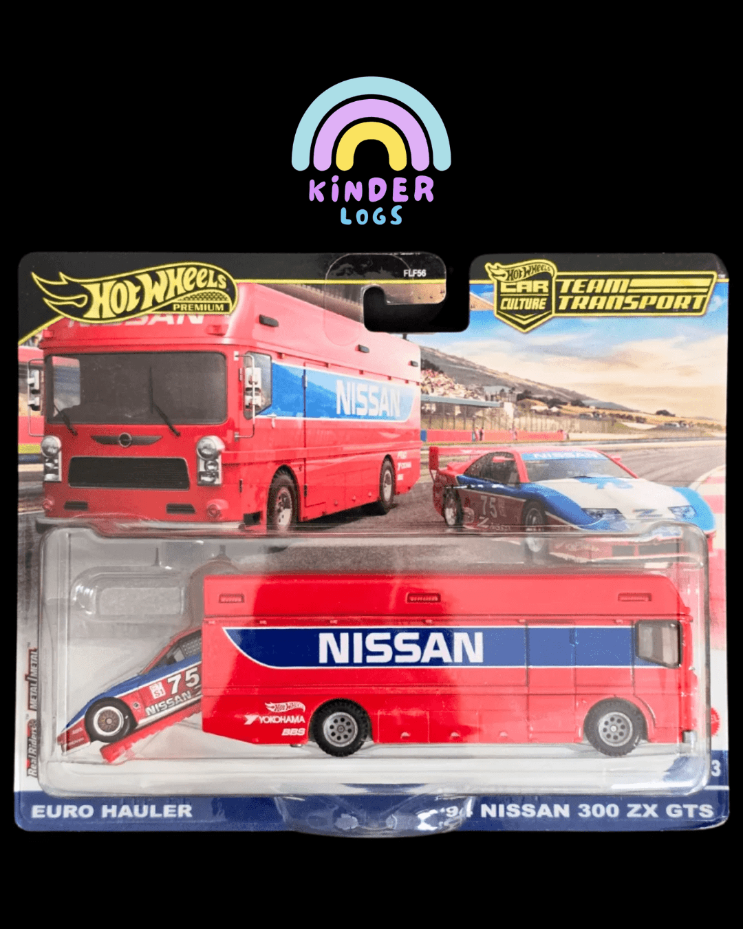 Premium Hot Wheels Team Transport Euro Hauler and 1994 Nissan 300 ZX GTS (Imported) - Kinder Logs
