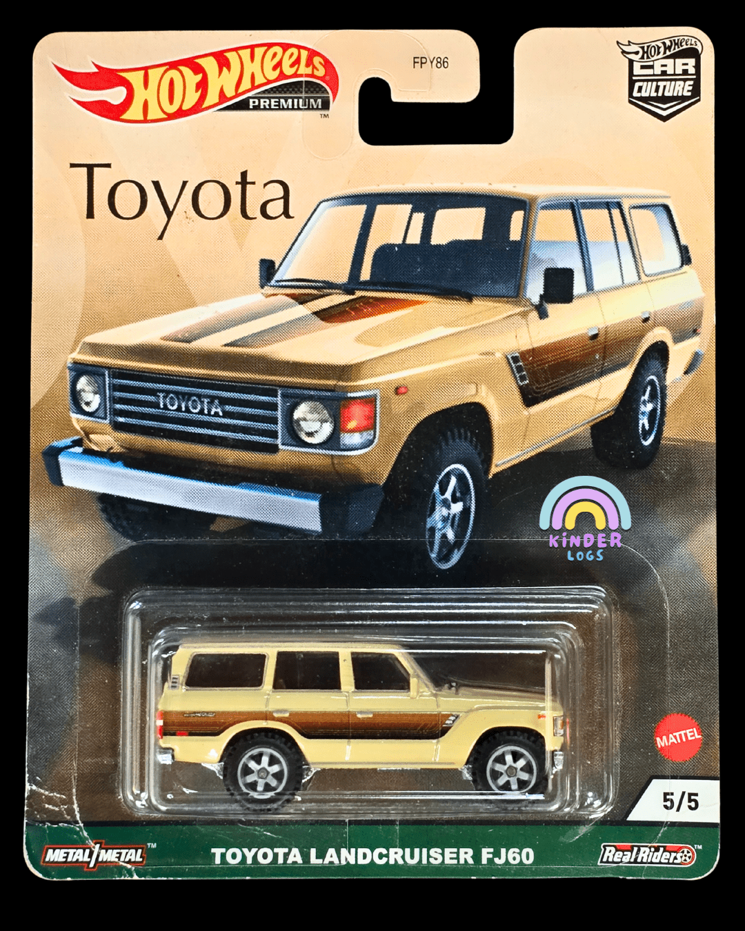 Premium Hot Wheels Toyota Land Cruiser FJ60 - Toyota Exclusive (Creased Card) - Kinder Logs