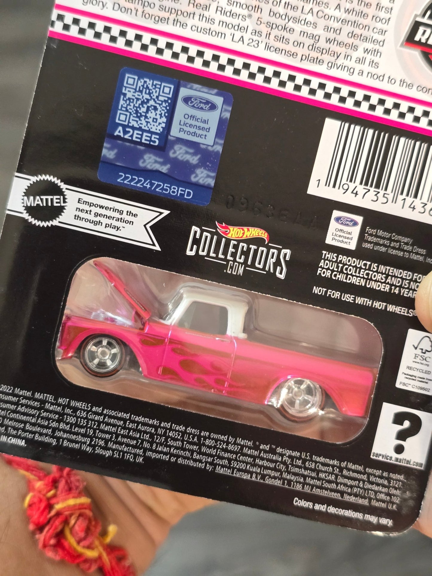 RLC Hot Wheels 1962 Ford F100 (Spectraflame Pink) - Kinder Logs
