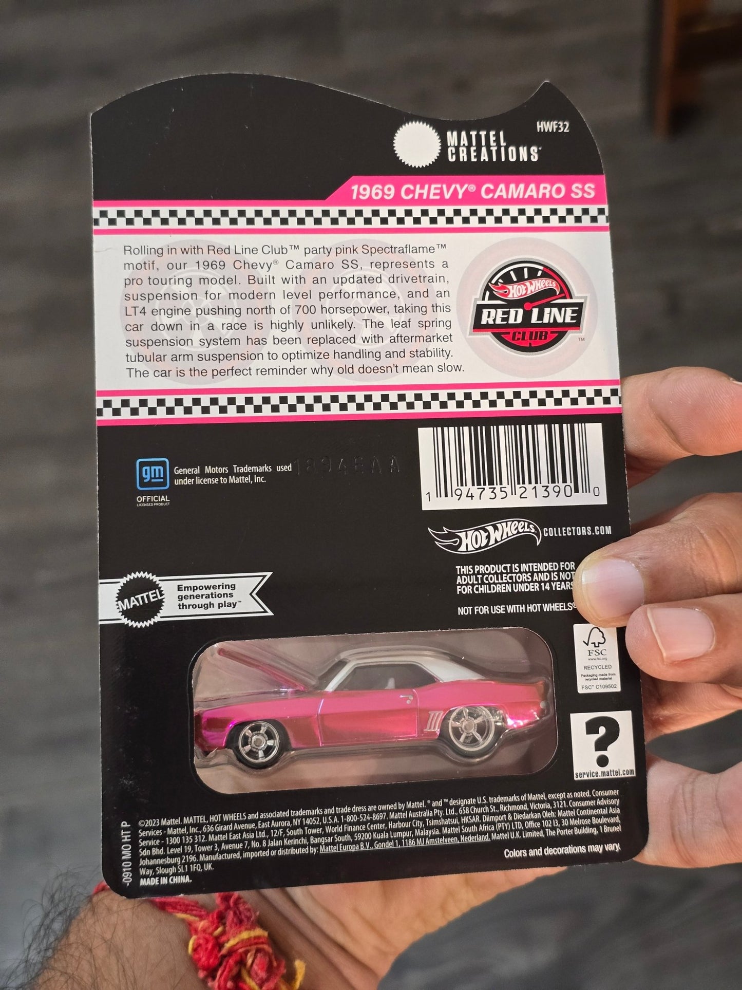 RLC Hot Wheels 1969 Chevy Camaro SS (Spectraflame Pink) - Kinder Logs