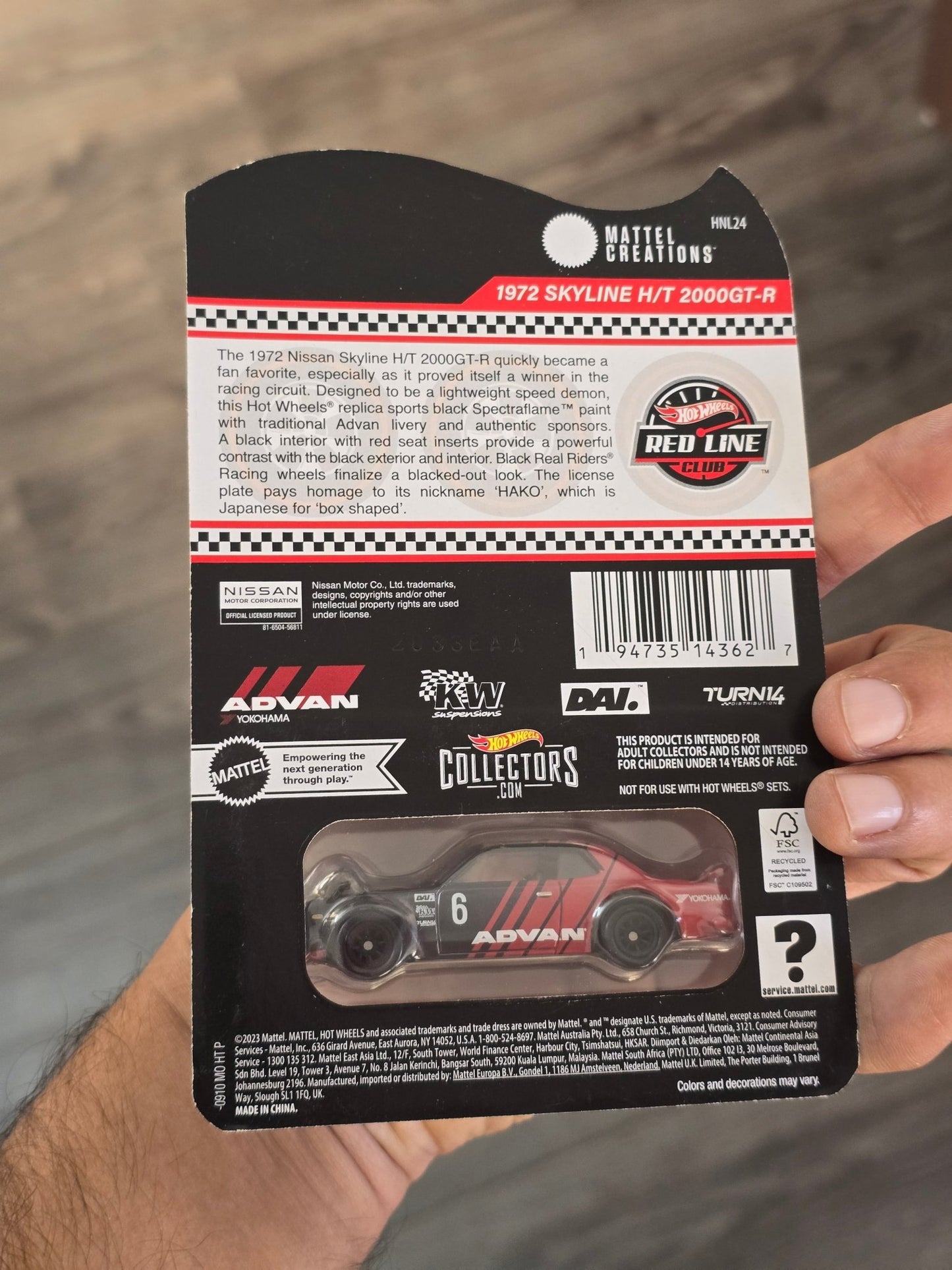 RLC Hot Wheels 1972 Skyline H/T 2000GT - R Advan Edition - Kinder Logs