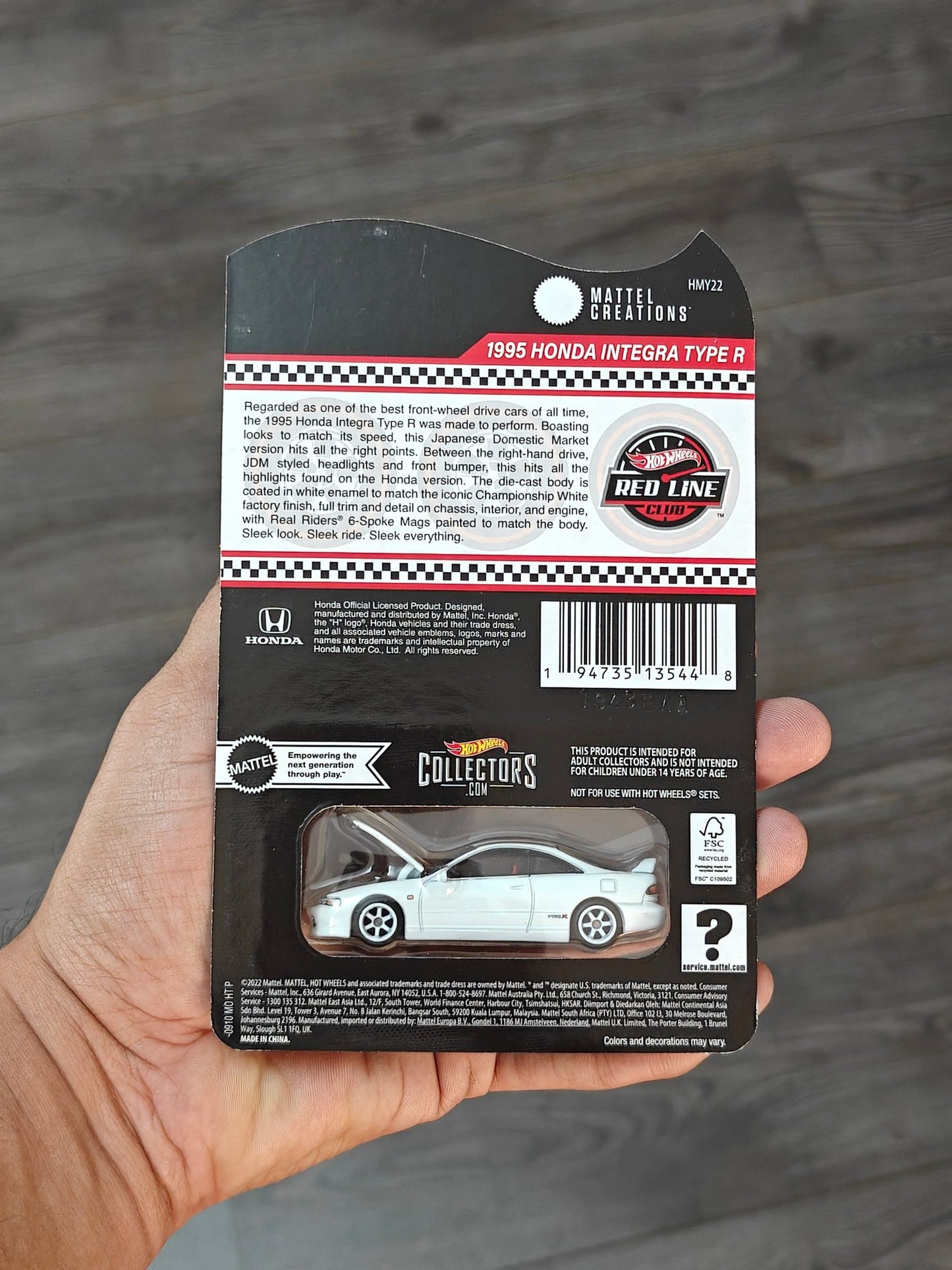 RLC Hot Wheels 1995 Honda Integra Type R (White) - Kinder Logs