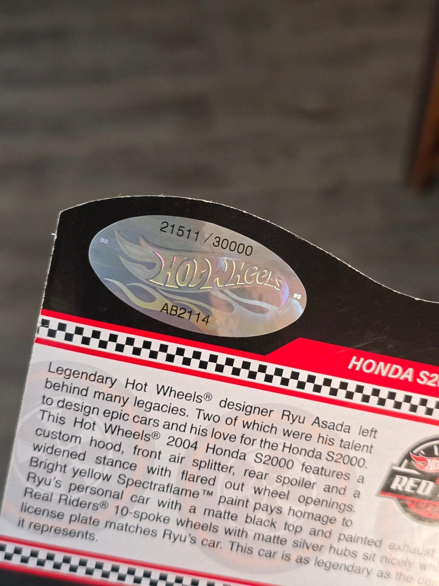 RLC Hot Wheels Honda S2000 - Ryu Asada Tribute (Gold) - Kinder Logs