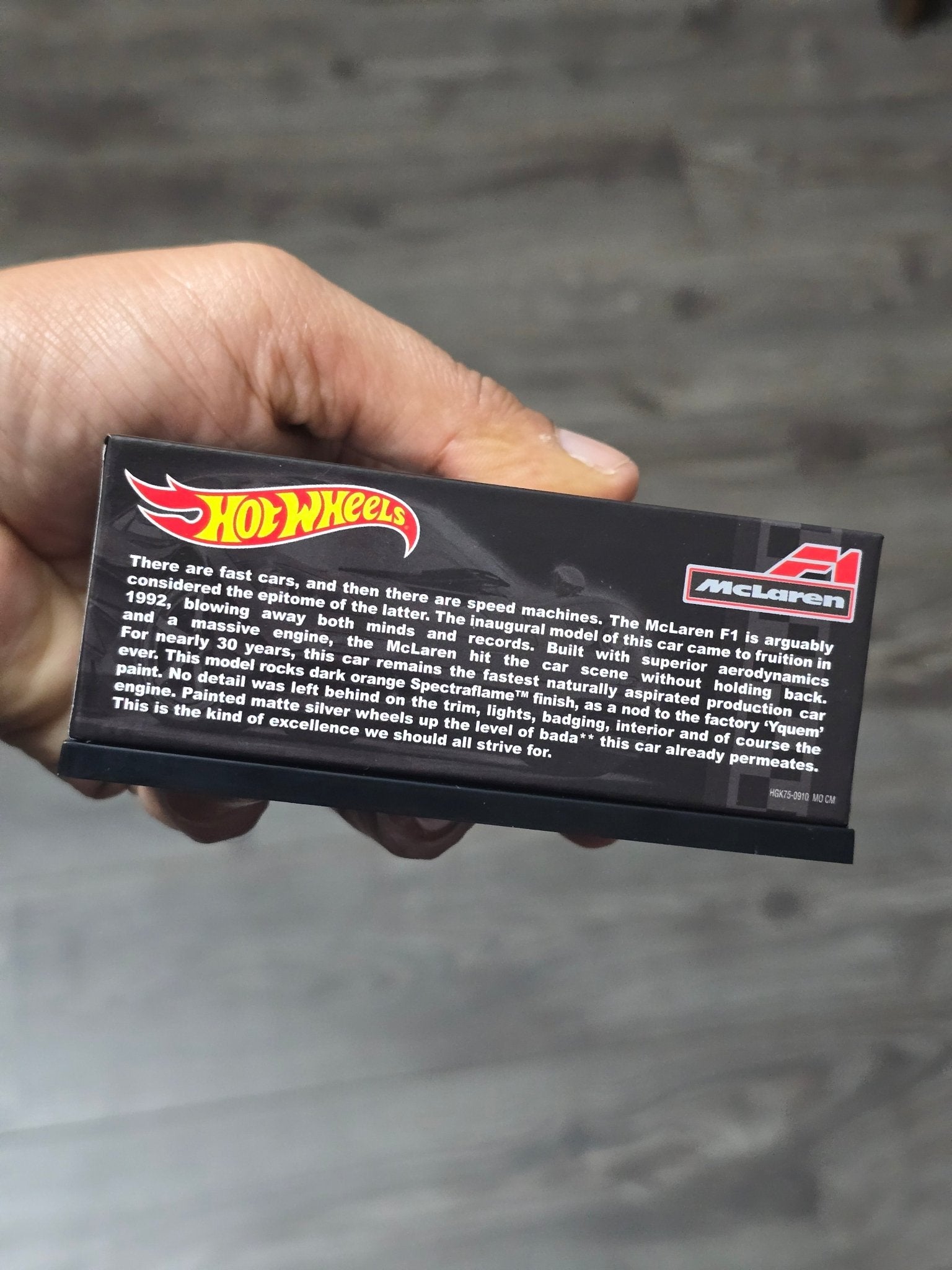 RLC Hot Wheels McLaren F1 (Spectraflame Orange) - Kinder Logs