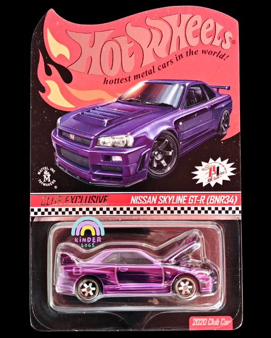 RLC Hot Wheels Nissan Skyline GT-R BNR34 Club Exclusive (Spectraflame Purple) - Kinder Logs
