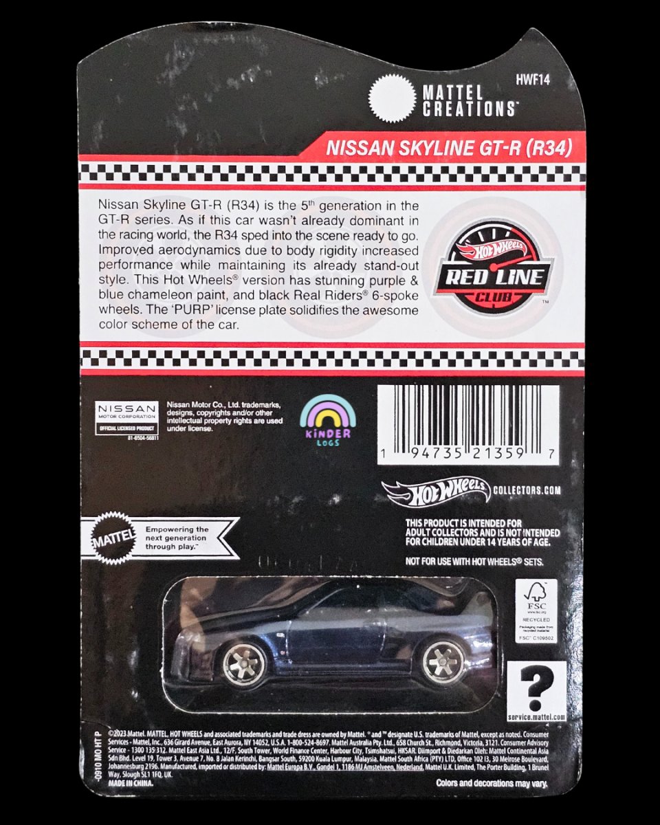 RLC Hot Wheels Nissan Skyline GT - R (R34) - Kinder Logs