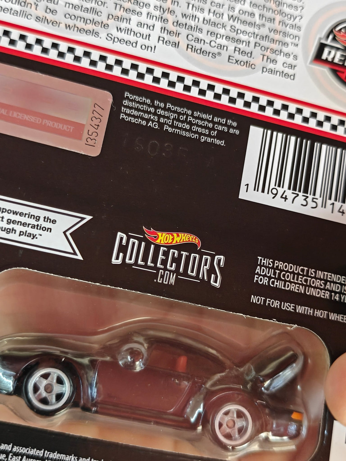 RLC Hot Wheels Porsche 959 - Creased Card (Black) - Kinder Logs