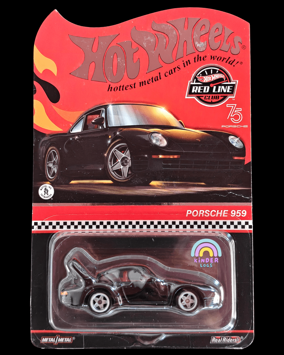 RLC Hot Wheels Porsche 959 - Creased Card (Black) - Kinder Logs