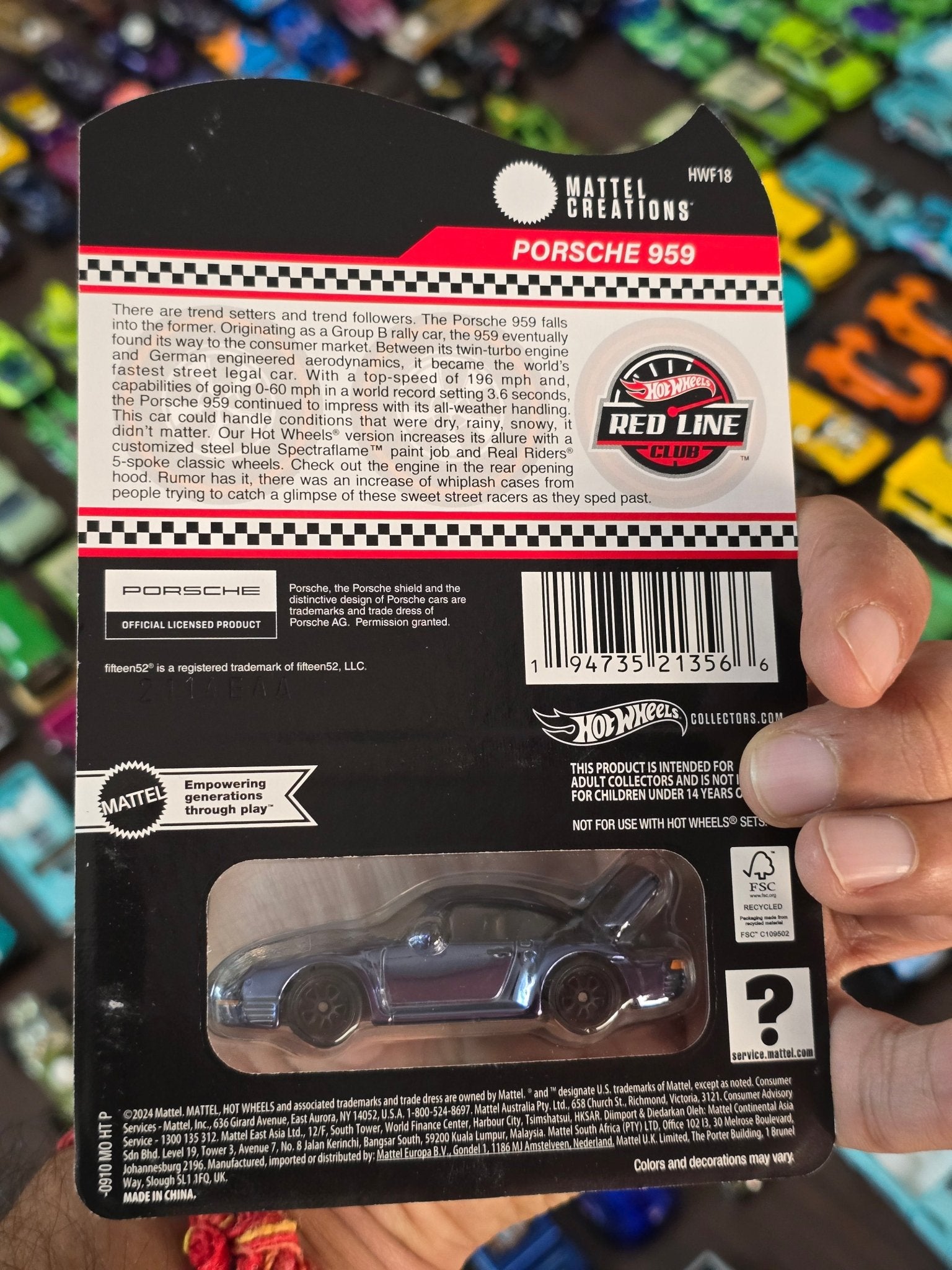 RLC Hot Wheels Porsche 959 (Spectraflame Steel Blue) - Kinder Logs