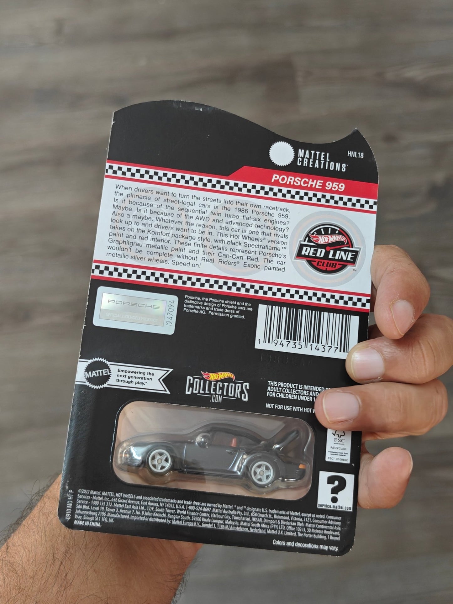 RLC Hot Wheels Porsche 959 (Spectraflame True Black) - Kinder Logs