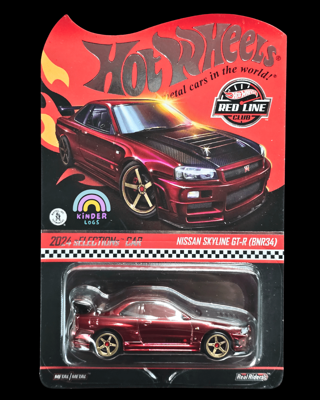 RLC Hot Wheels sELECTIONs Nissan Skyline GT - R BNR34 (Spectraflame Oxblood) - Kinder Logs