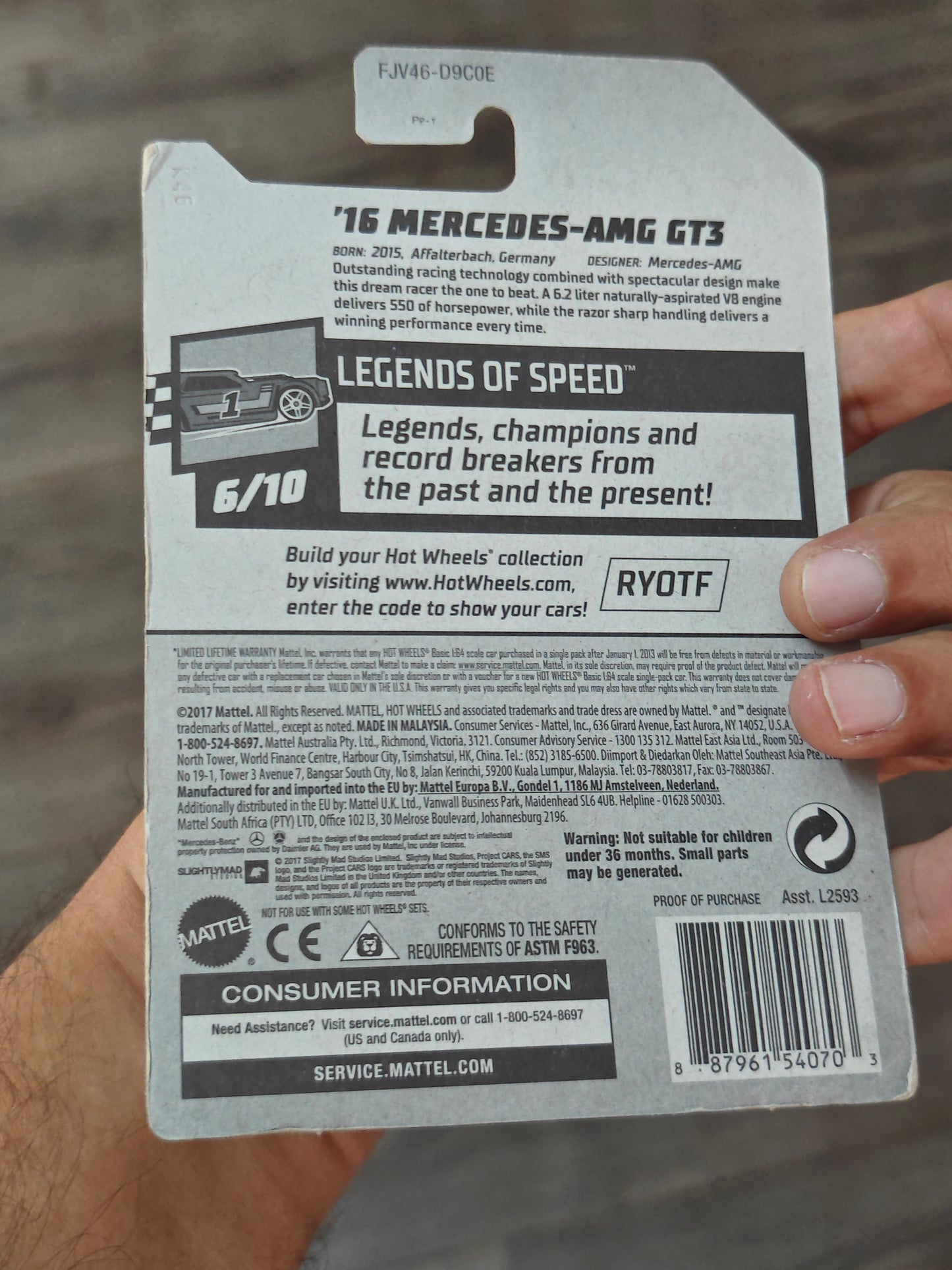 Hot Wheels 2016 Mercedes-AMG GT3 - Project Cars 2 (Imported)