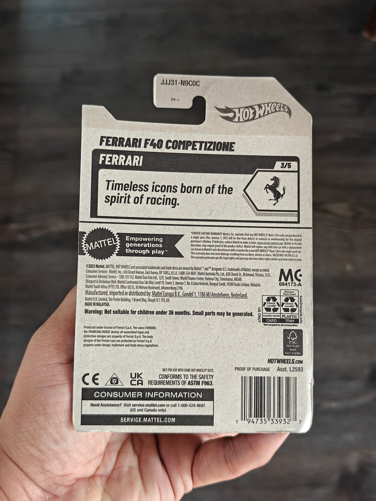 Hot Wheels Ferrari F40 Competizione - Black (Imported)