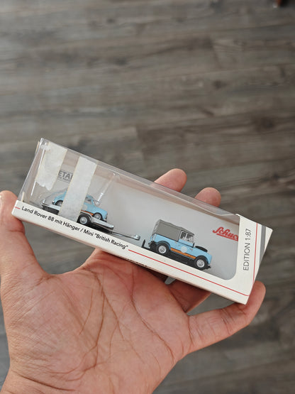 Schuco Land Rover 88 Mit Hanger + British Racing Mini Cooper (Gulf Oil)