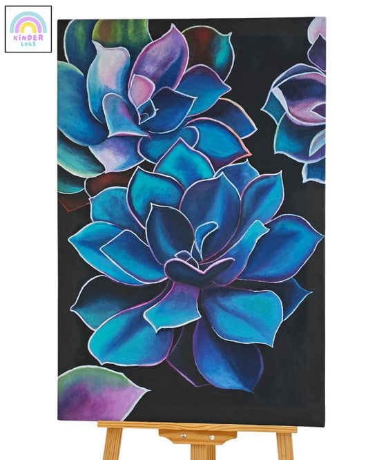 Succulent Plant Oil Painting by MDK Artsy - Kinder Logs