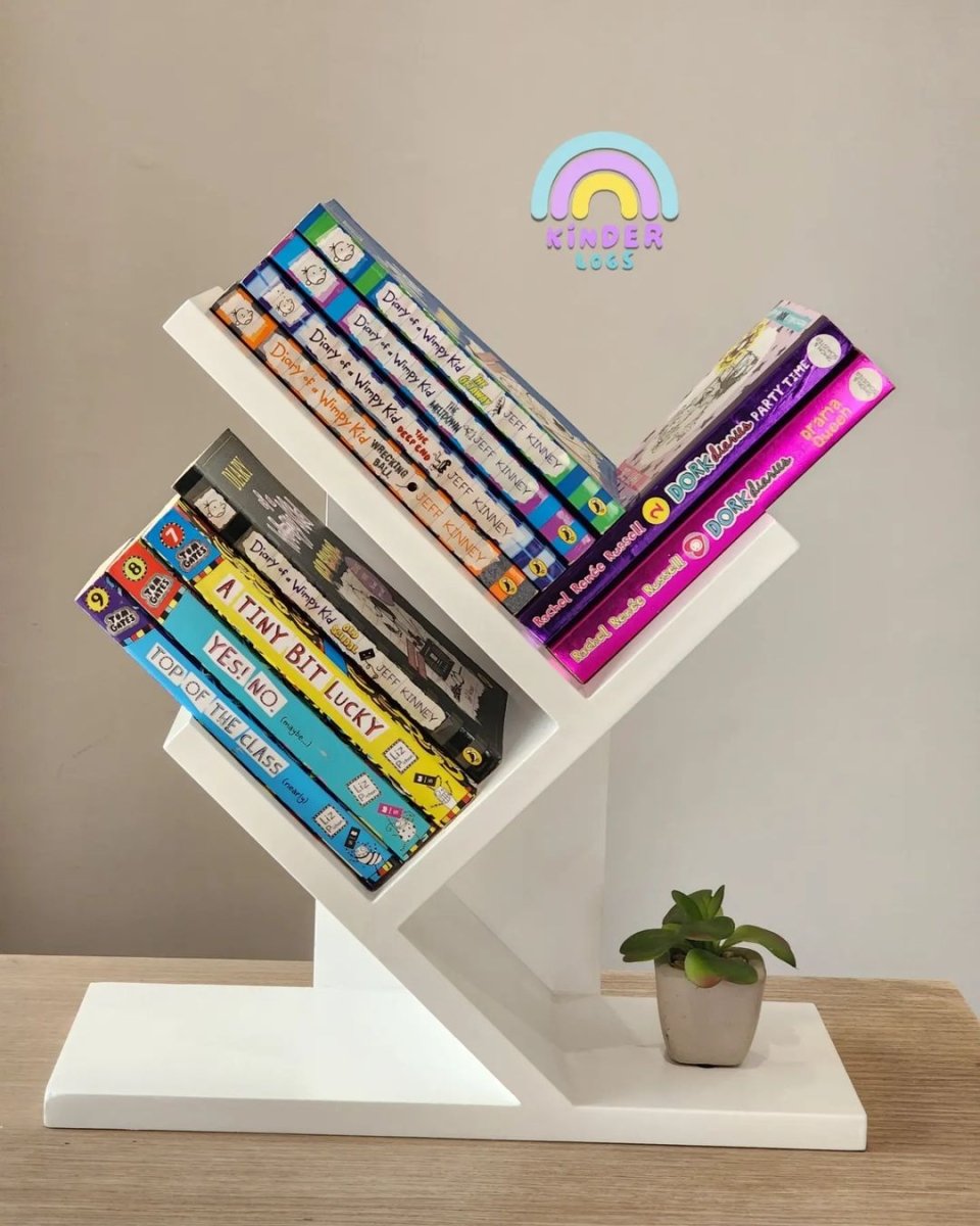 Table - Top Book Shelf - Tree Design - Kinder Logs