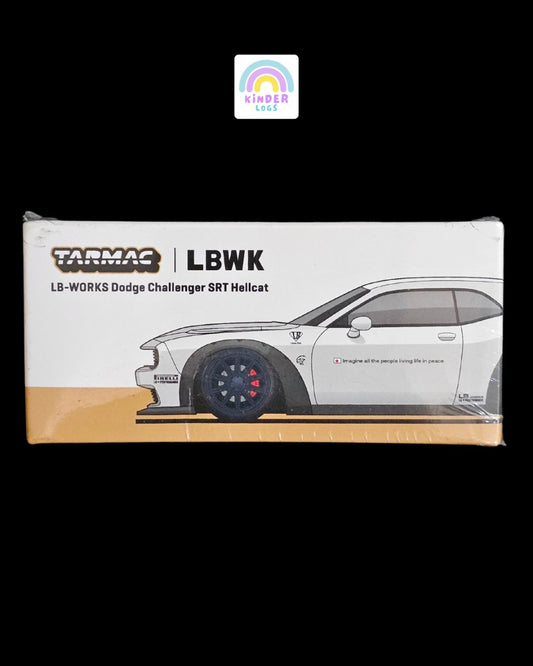 Tarmac Works Dodge Challenger SRT Hellcat Liberty Walk (White) - Kinder Logs