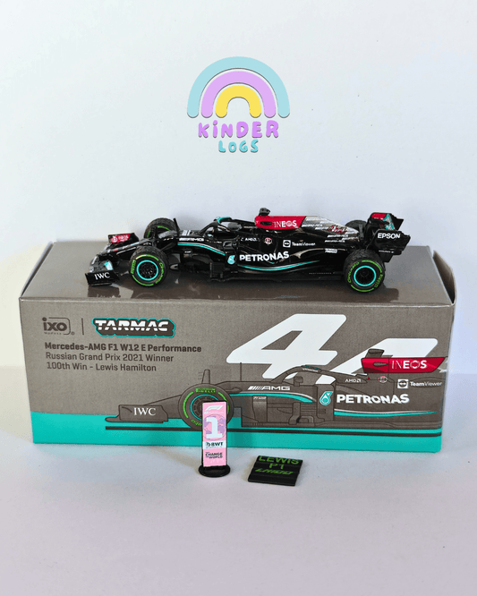 Tarmac Works IXO Mercedes-AMG F1 W12 E Performance - 100th Win Lewis Hamilton (Open Box) - Kinder Logs