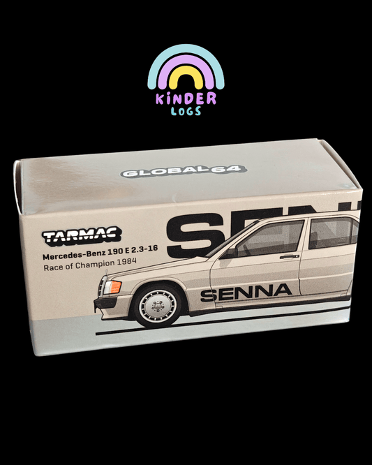 Tarmac Works Mercedes-Benz 190E 2.3-1.6 - Race of Champion 1984 - Ayrton Senna (Open Box) - Kinder Logs