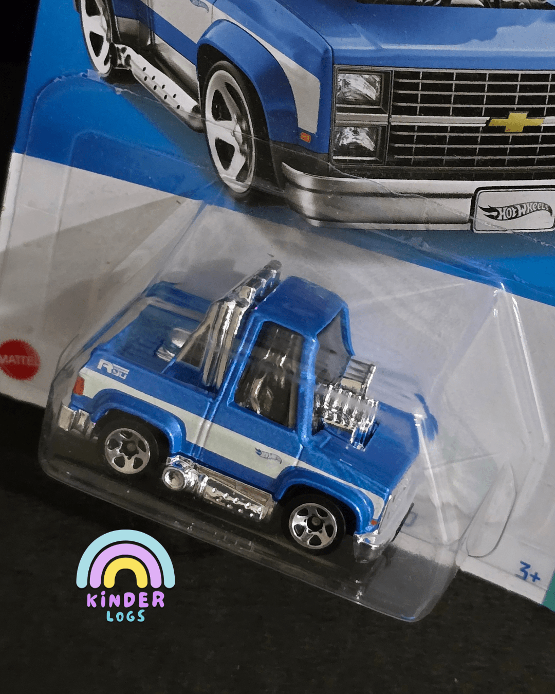 Tooned Hot Wheels 1983 Chevy Silverado - Blue (Imported) - Kinder Logs