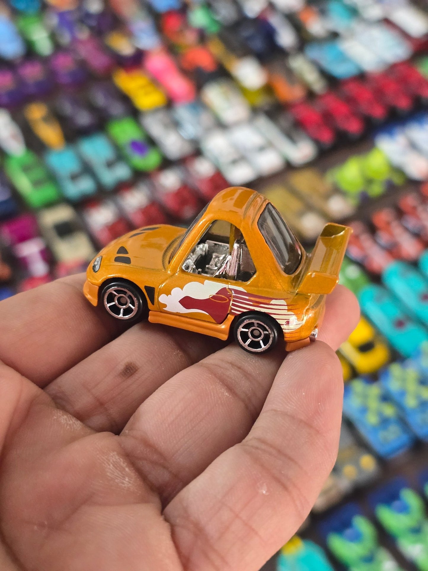 Tooned Hot Wheels 1994 Toyota Supra - Dark Orange (Uncarded - New) - Kinder Logs