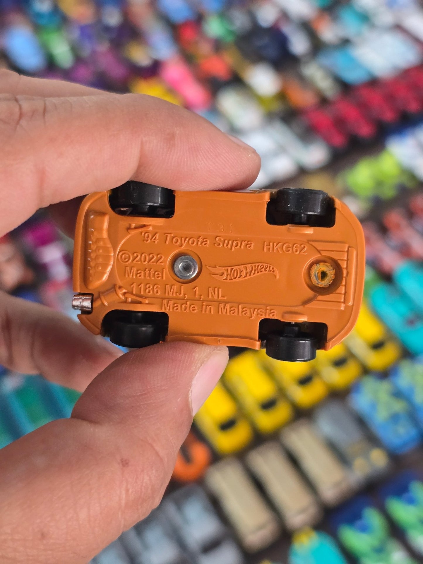 Tooned Hot Wheels 1994 Toyota Supra - Dark Orange (Uncarded - New) - Kinder Logs