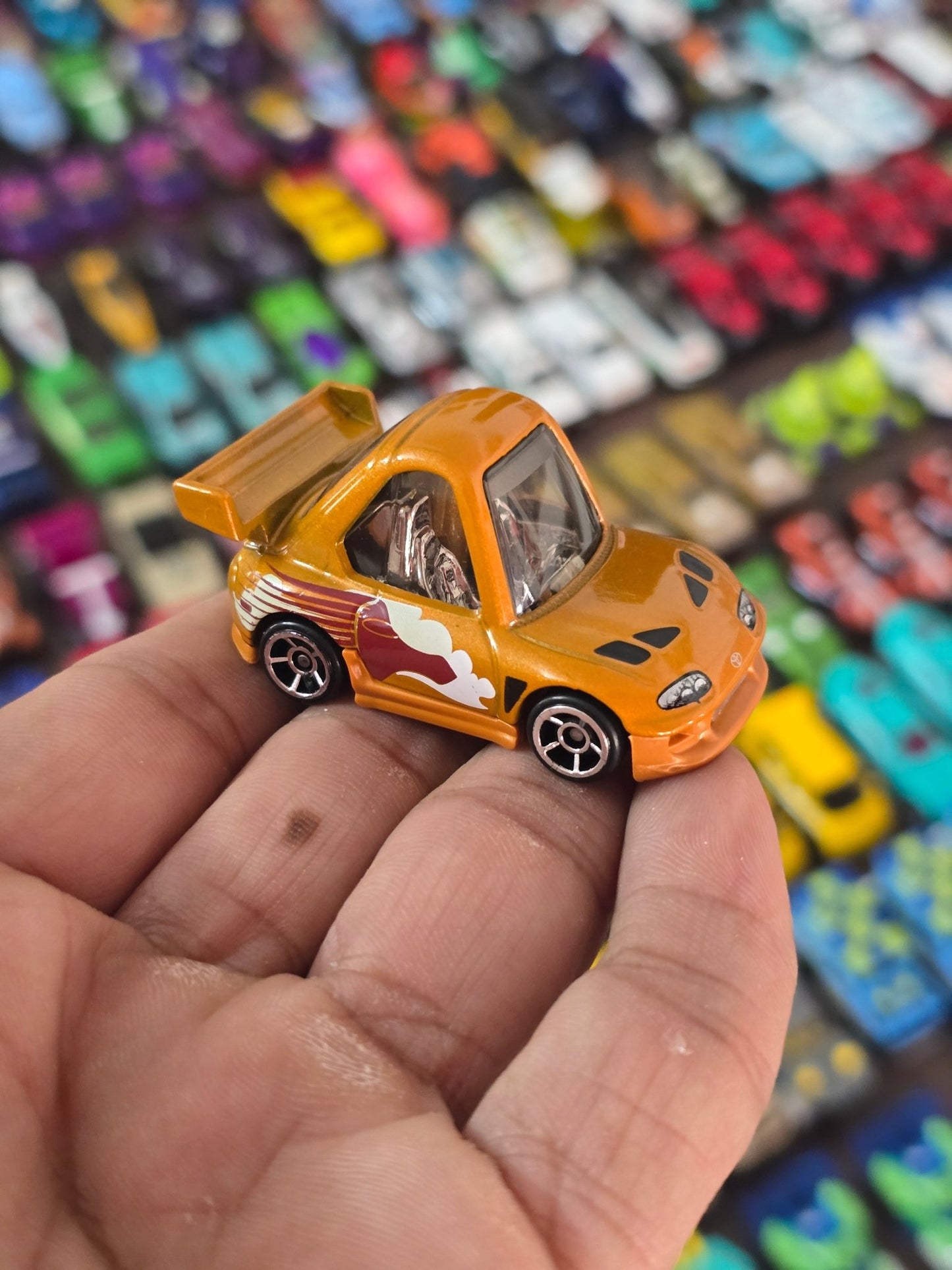 Tooned Hot Wheels 1994 Toyota Supra - Dark Orange (Uncarded - New) - Kinder Logs