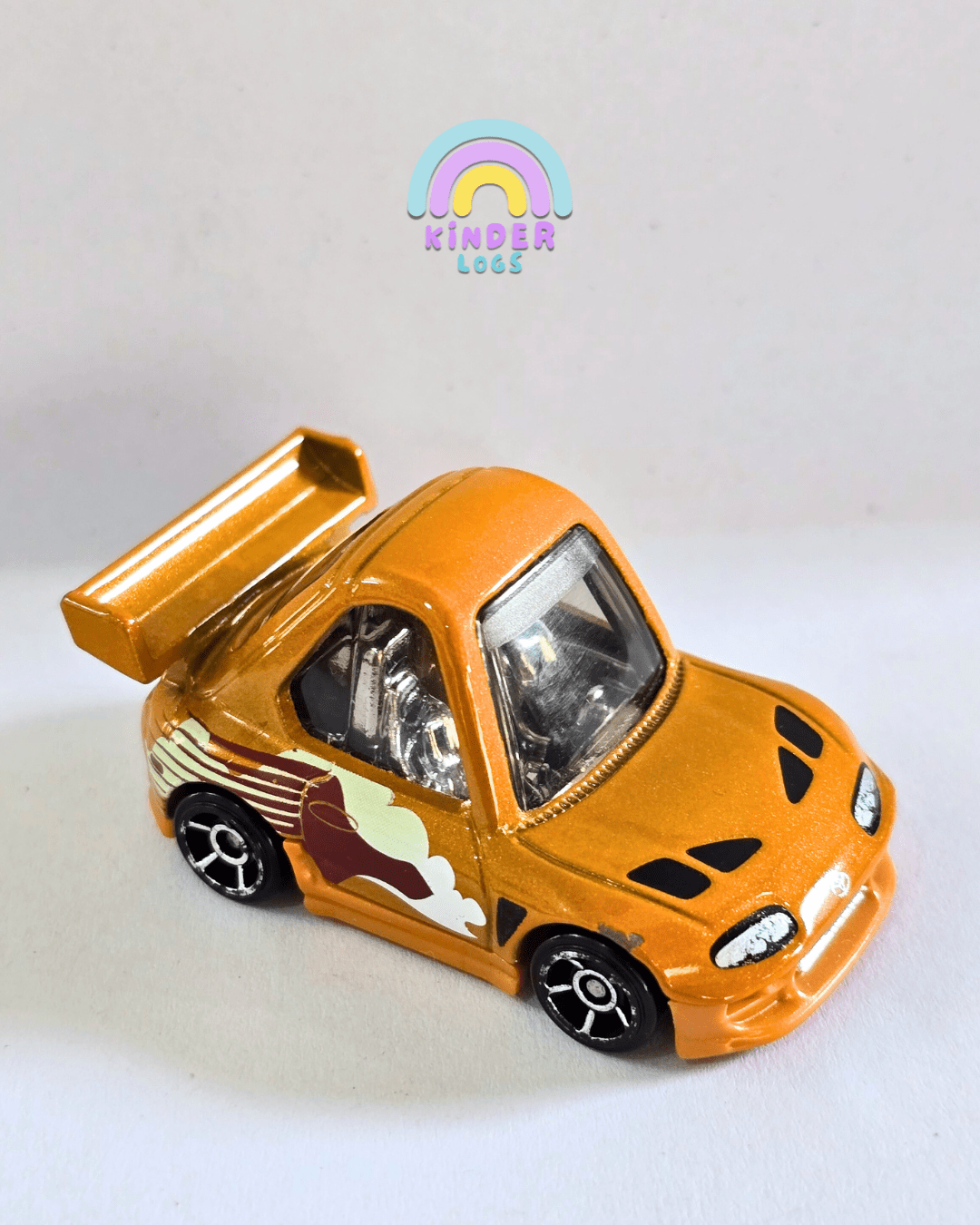 Tooned Hot Wheels 1994 Toyota Supra - Dark Orange (Used Car) - Kinder Logs