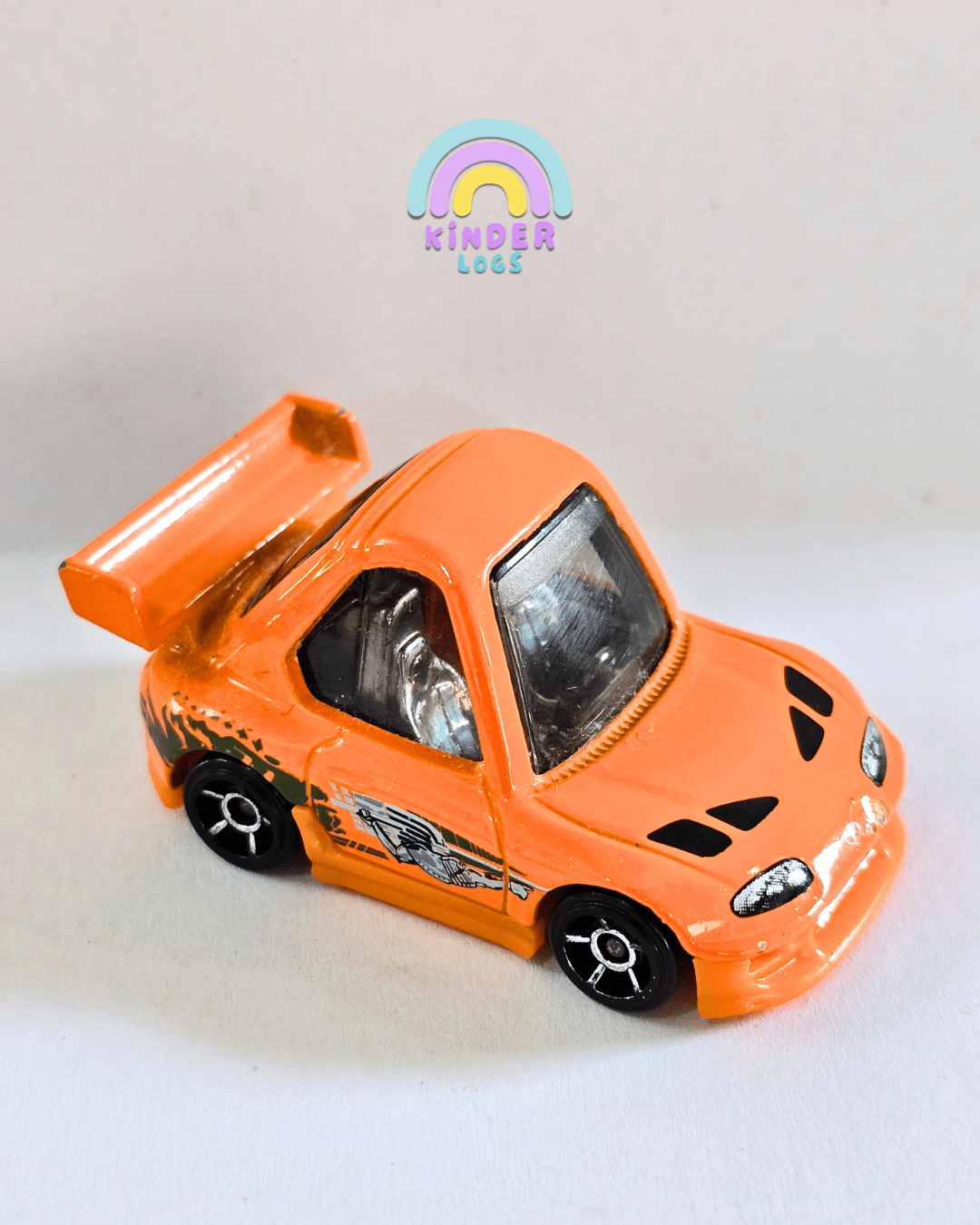 Tooned Hot Wheels 1994 Toyota Supra - Orange (Used Car) - Kinder Logs