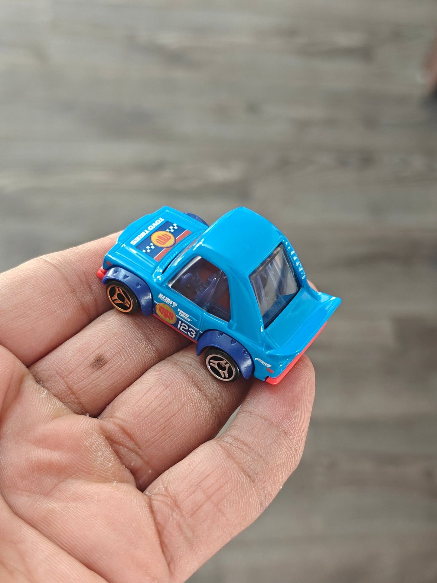 Tooned Hot Wheels Mazda RX - 3 - Blue (Uncarded - New) - Kinder Logs