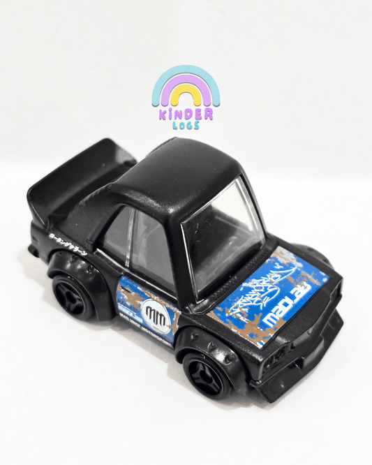 Tooned Hot Wheels Mazda RX - 3 - Matte Black (Uncarded) - Kinder Logs