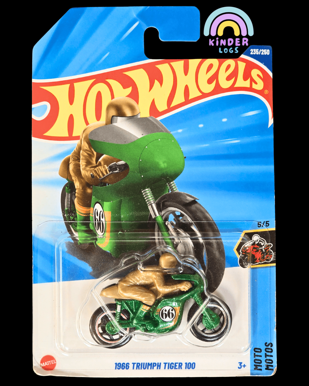 Treasure Hunt Hot Wheels 1966 Triumph Tiger 100 (Carded) - Kinder Logs