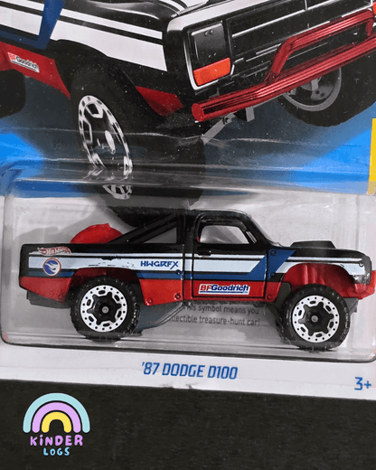 Treasure Hunt Hot Wheels 1987 Dodge D100 (Imported) - Kinder Logs