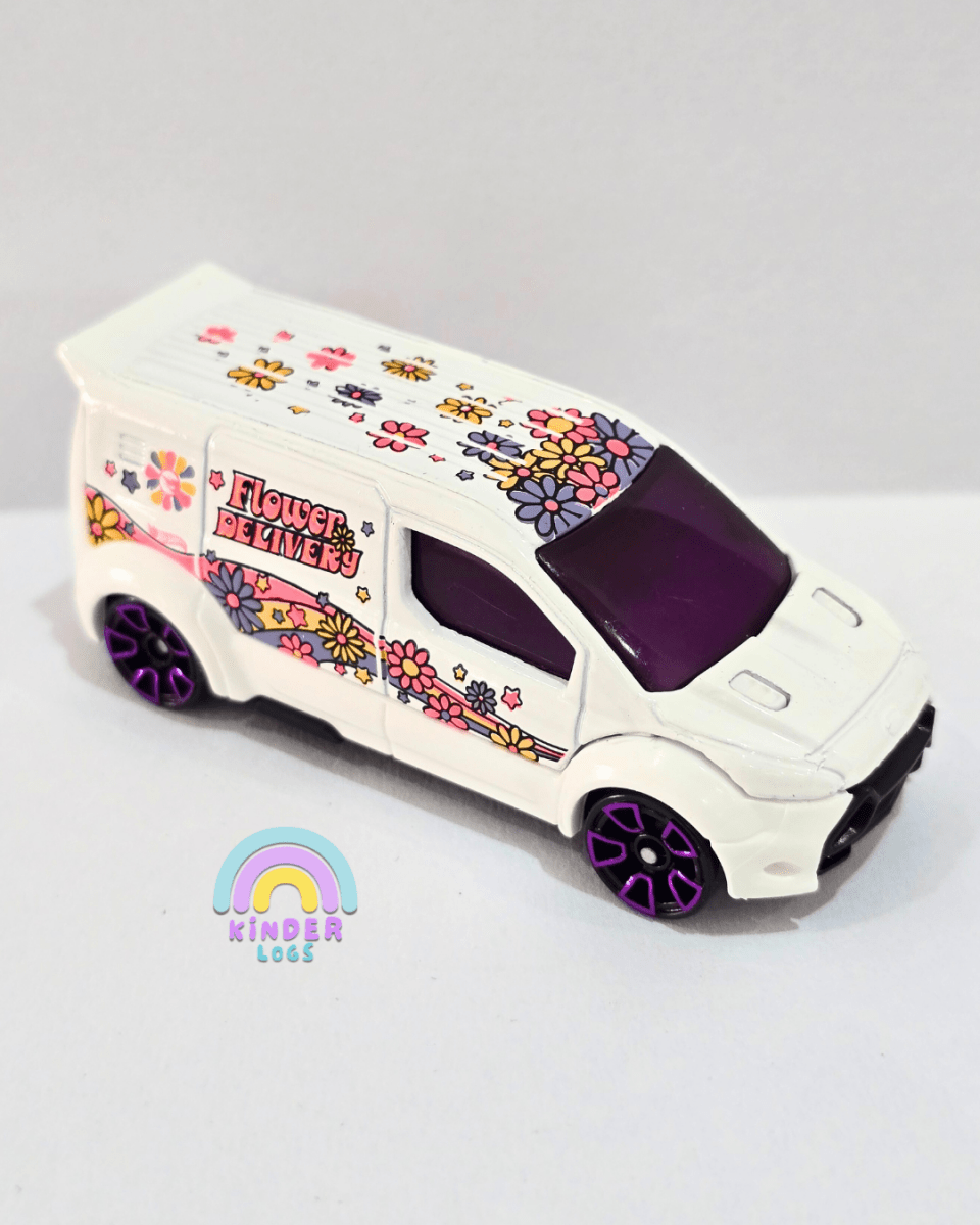 Treasure Hunt Hot Wheels Ford Transit Connect Flower Delivery Van (Uncarded) - Kinder Logs