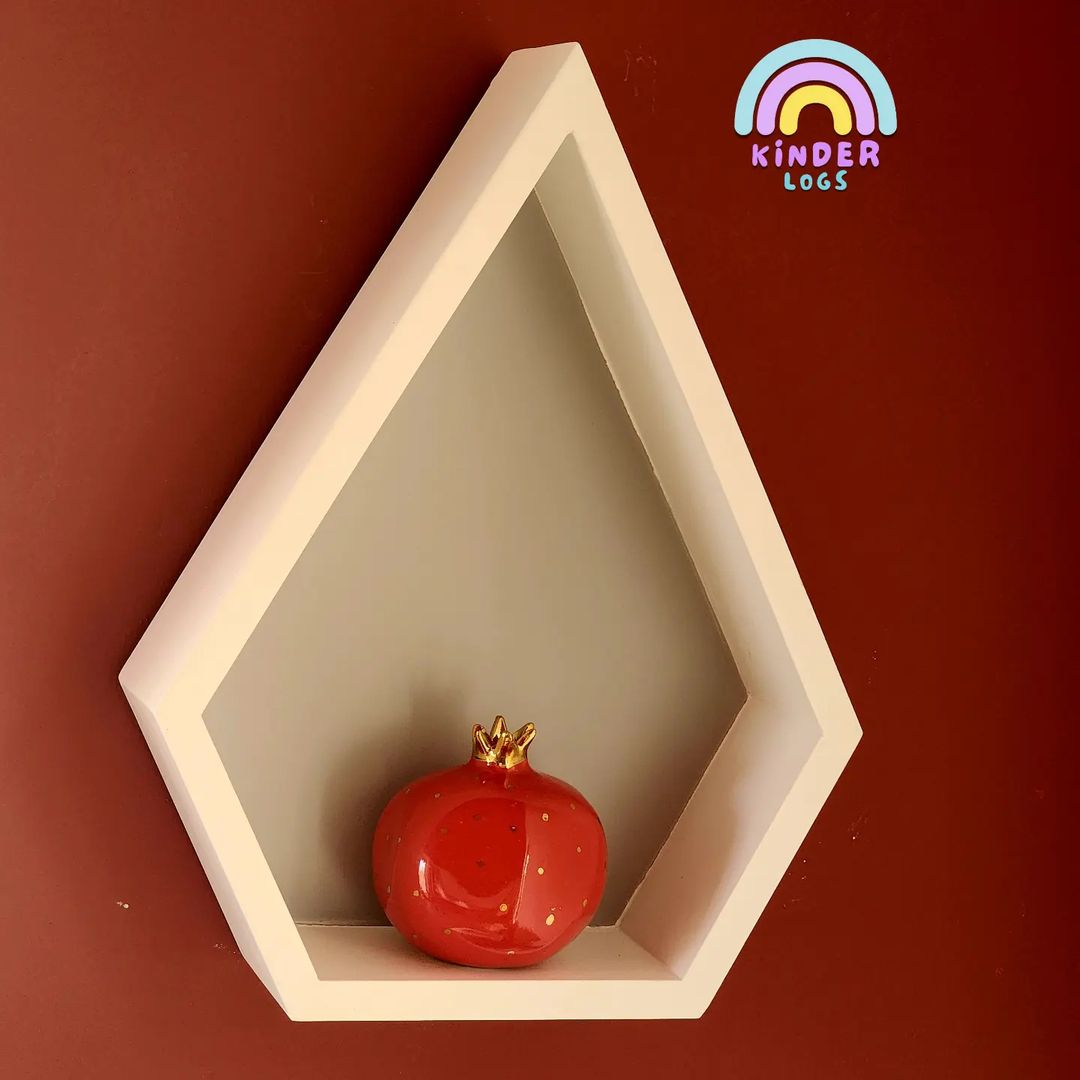 White Diamond - Shape Wall - Hanging With A Grey Background - Kinder Logs